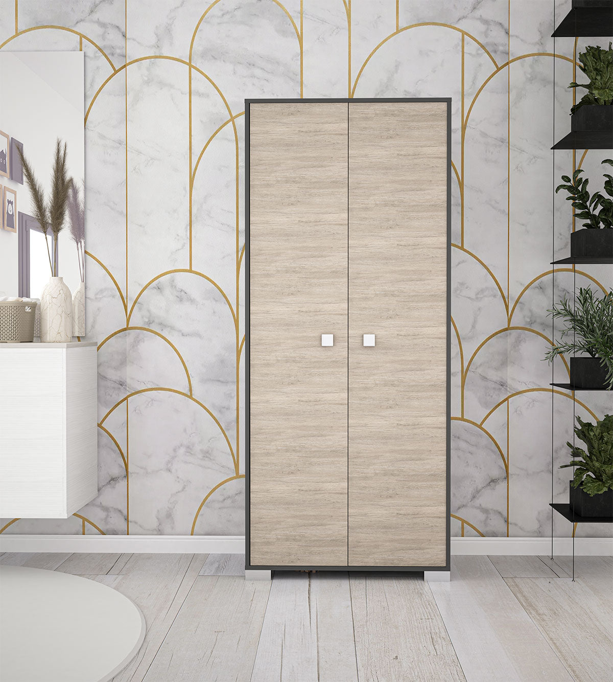 armadio 2 ante Sonia portascope multiuso lavanderia spogliatoio 78x35x180H Antracite/York