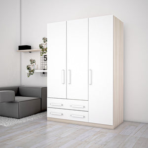 Armadio 3 ante 2 cassetti Erica  L.135 P.52 H.186 in varie colorazioni per camera, cameretta, lavanderia, soggiorno, cuc