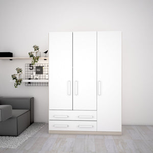 Armadio 3 ante 2 cassetti Erica  L.135 P.52 H.186 in varie colorazioni per camera, cameretta, lavanderia, soggiorno, cuc