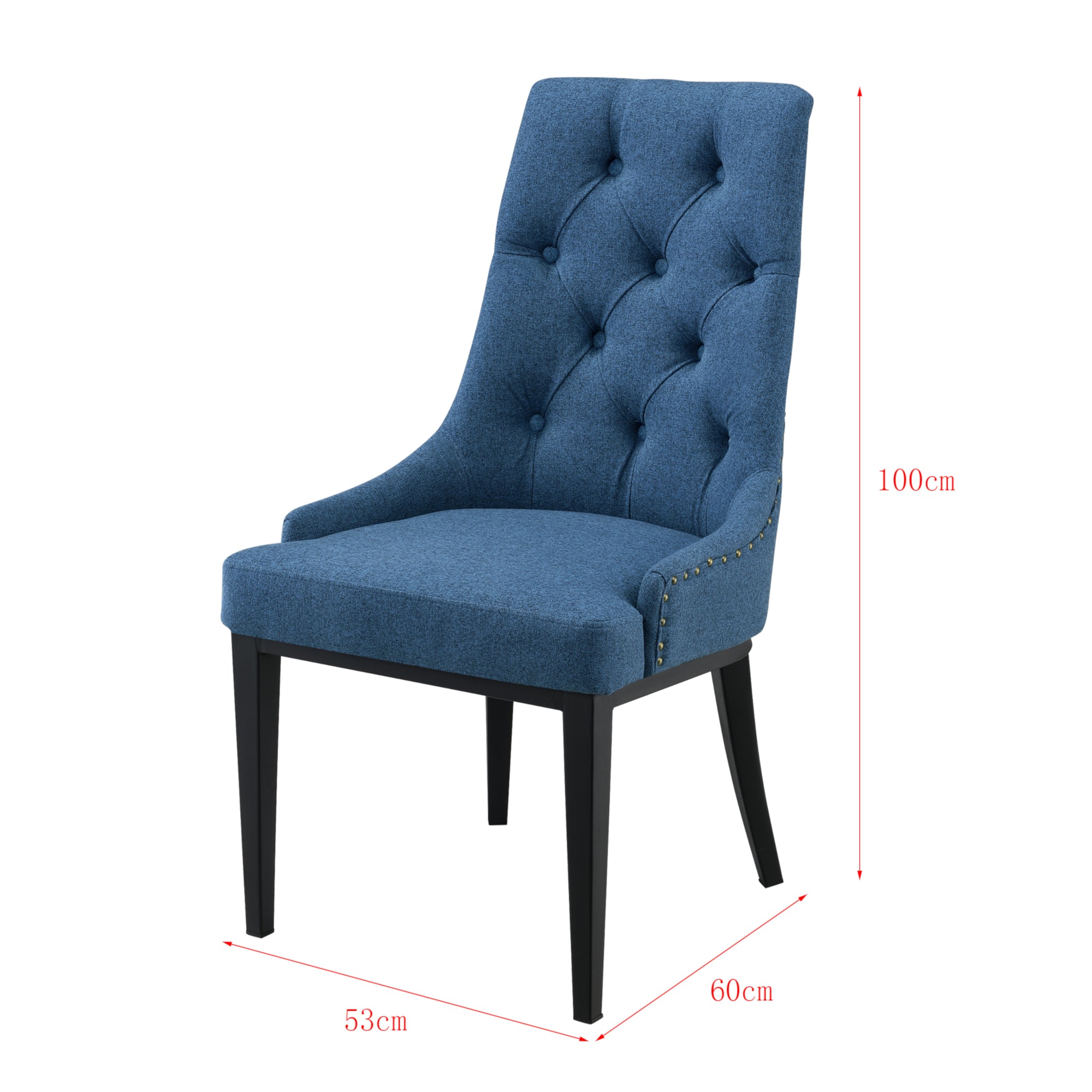 Sedia da Sala/Salotto/Soggiorno/Pranzo Poltrona in Stile Chesterfield con Schienale in Tessuto Alta Trapuntata e Gambe