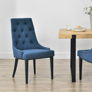 Sedia da Sala/Salotto/Soggiorno/Pranzo Poltrona in Stile Chesterfield con Schienale in Tessuto Alta Trapuntata e Gambe