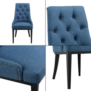 Sedia da Sala/Salotto/Soggiorno/Pranzo Poltrona in Stile Chesterfield con Schienale in Tessuto Alta Trapuntata e Gambe