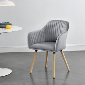 Poltrona da Sala Dover Imbottita con Gambe in Faggio - Grigio Chiaro [en.casa]