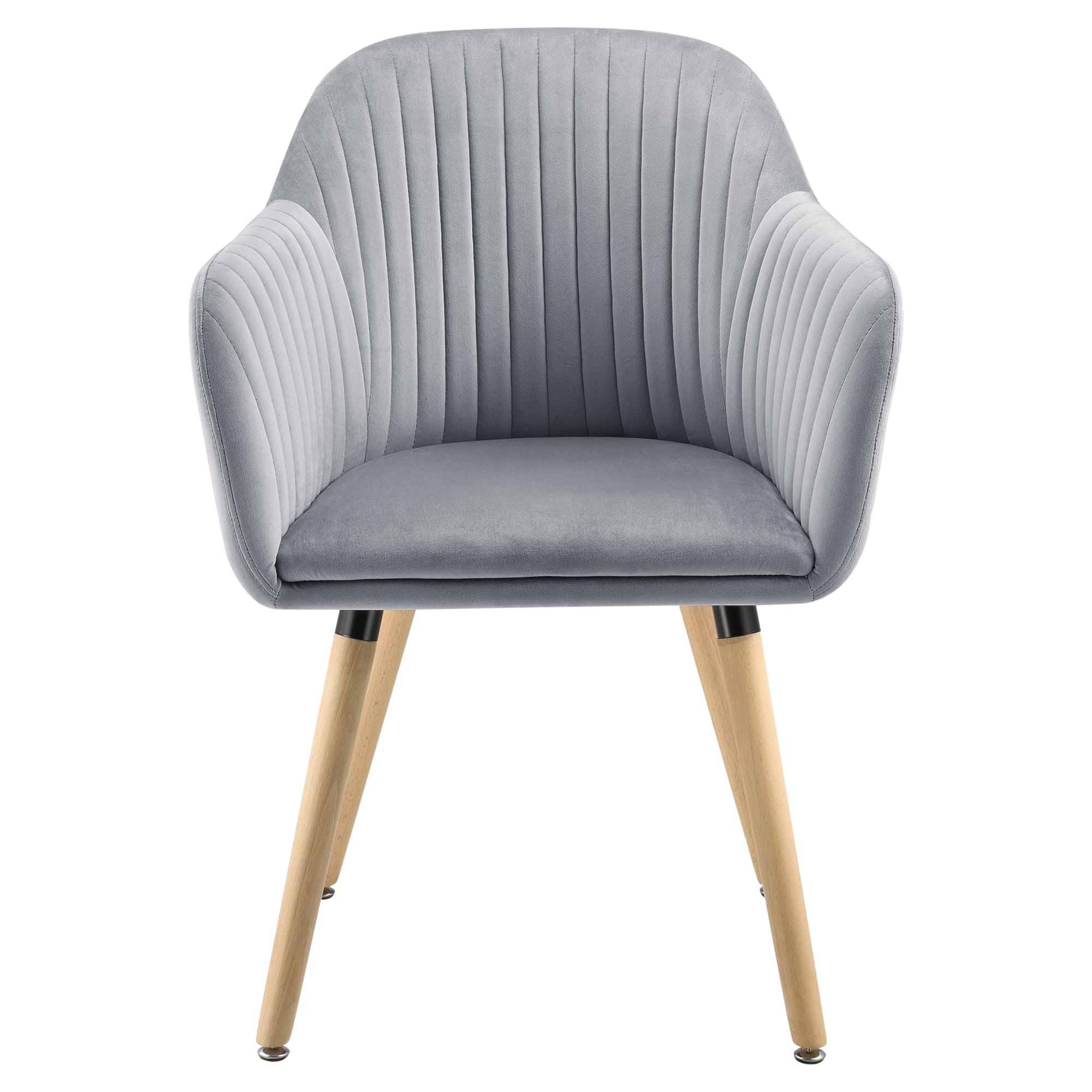 Poltrona da Sala Dover Imbottita con Gambe in Faggio - Grigio Chiaro [en.casa]