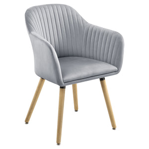 Poltrona da Sala Dover Imbottita con Gambe in Faggio - Grigio Chiaro [en.casa]