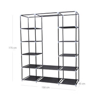 Armadio contenitore XXL in tessuto non tessuto 175 x 150 x 45 cm nero 12_0004008