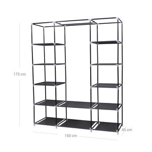 Armadio contenitore XXL in tessuto non tessuto 175 x 150 x 45 cm nero 12_0004008