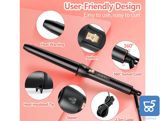 Arricciacapelli Atmoko Professionale  Guanto + Pinza - 25 28 32 mm conico pinze bigodino ferro 200 ℃ 220V  65W