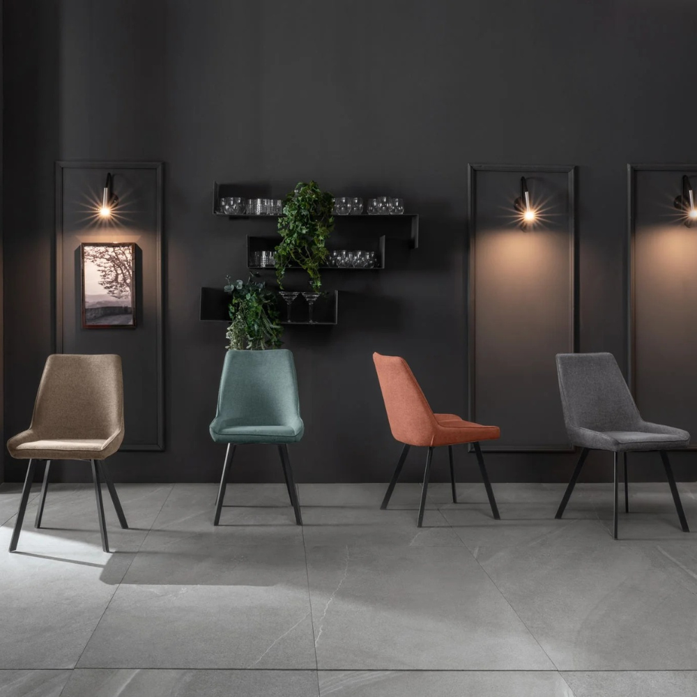 Artemis, Set di 4 sedie in microfibra Beige (48cm X 60cm H. 87cm) | Duzzle