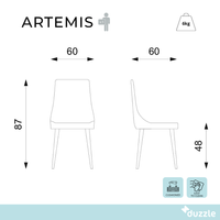 Artemis, Set di 4 sedie in microfibra Beige (48cm X 60cm H. 87cm) | Duzzle