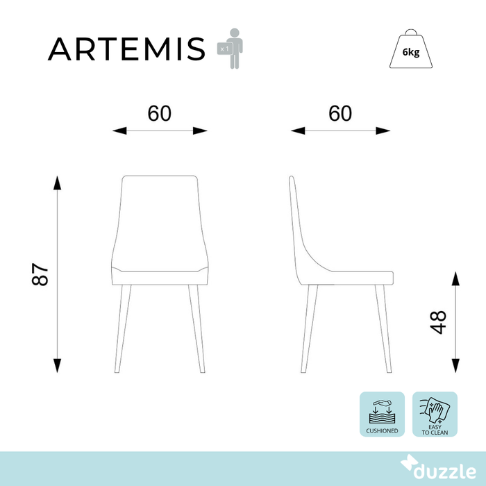 Artemis, Set di 4 sedie in microfibra Beige (48cm X 60cm H. 87cm) | Duzzle