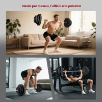 Set di Bilanciere e Dischi da 70 kg totali con 8 Pesi, Bilanciere Palestra Regolabile Antiscivolo in Acciaio, Plastica e Sabbia, Barra Ø25 mm, 170x40.5x40.5cm, Nero