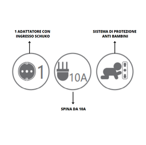 Adattatore schuko bianco 10 ampere ecova