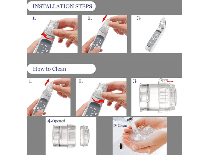 Aspiratore Nasale Elettrico per Neonati e Bambini 0–12 anni – 3 Livelli Suzione Muco, Silenzioso, USB Ricaricabile, Display LED, Luce Notturna, Portatile da Viaggio