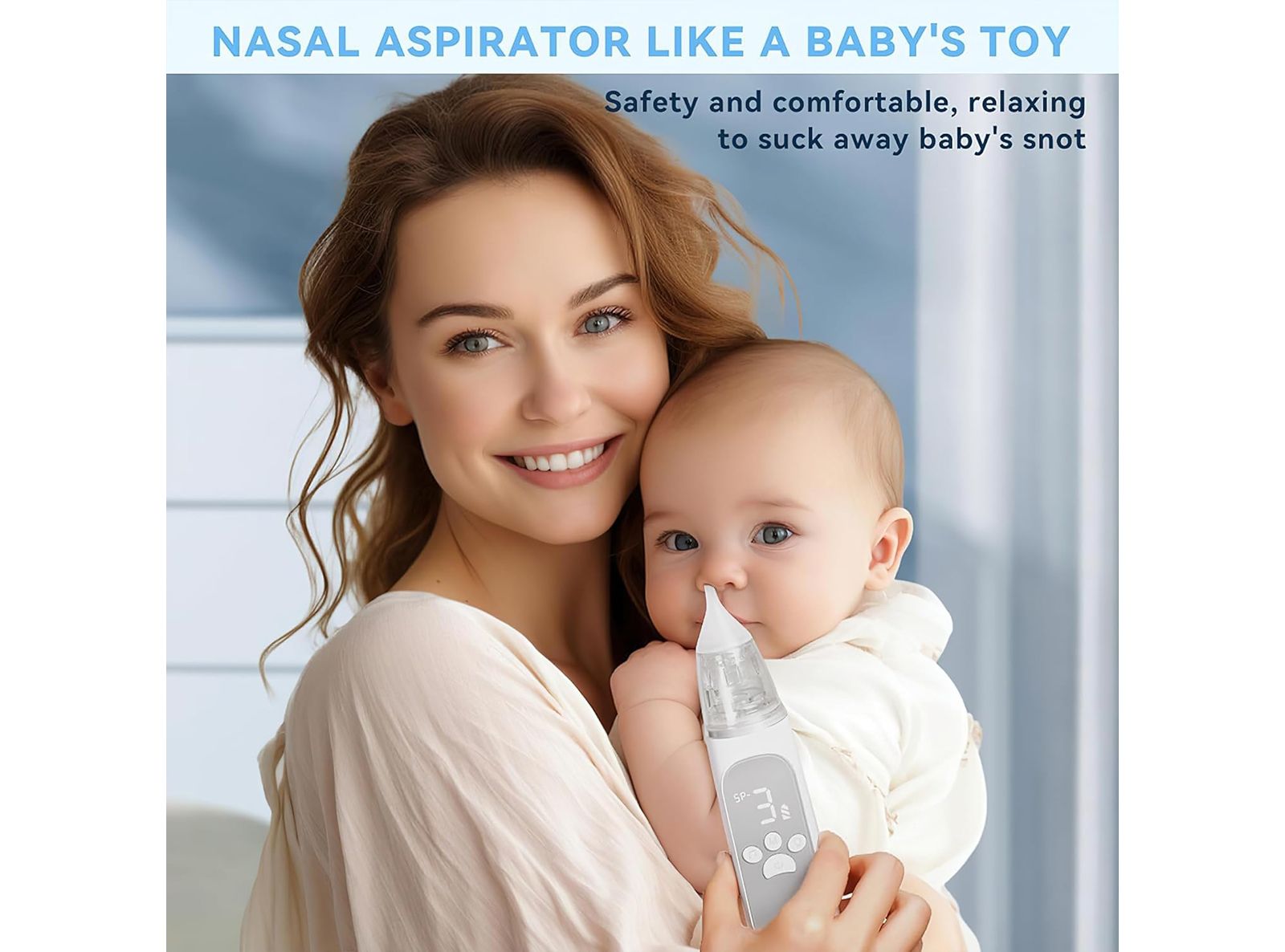 Aspiratore Nasale Elettrico per Neonati e Bambini 0–12 anni – 3 Livelli Suzione Muco, Silenzioso, USB Ricaricabile, Display LED, Luce Notturna, Portatile da Viaggio