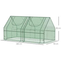 Serra per Piante Orto con 2 Coperture in PE e PVC, Struttura in Acciaio - Verde 180x90x90cm