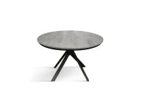 PAZZO DESIGN Tavolo Allungabile con Gambe Incrociate rotondo, Made in Italy, Basamento Nero, Grigio cemento