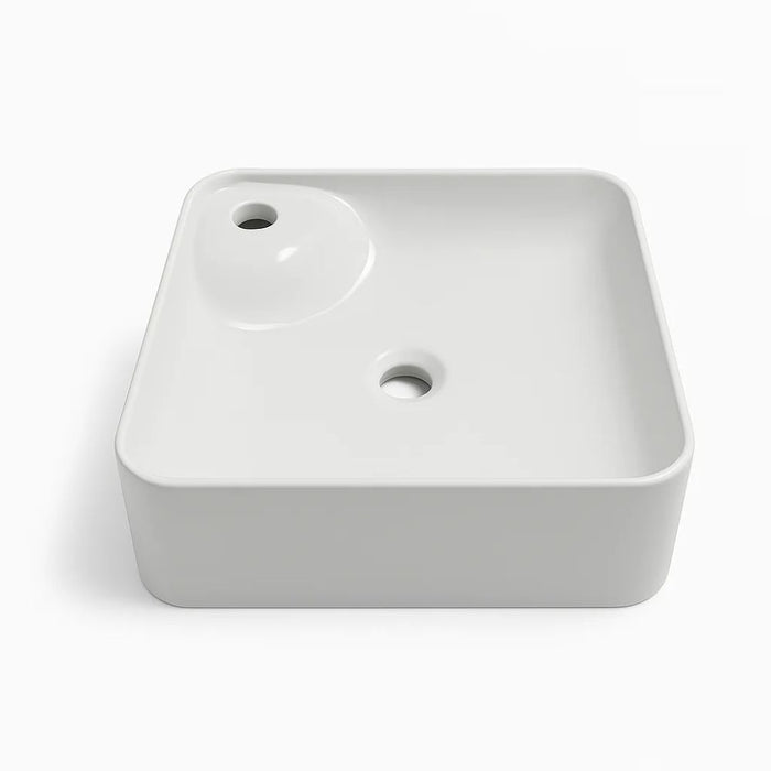 Lavabo d'appoggio ceramica bianco quadrato lavandino arredo bagno cm 43x43x12