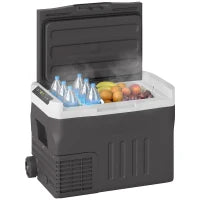 Frigo Portatile da 30 Litri con Compressore, Frigorifero Elettrico con LED, Modalità ECO, Connessione e Funzione di Mantenimento del Freddo, Nero