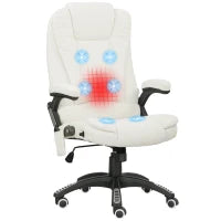 Sedia da Ufficio Ergonomica con Funzione Massaggio, 68 x 72 x 110–120 cm, Crema