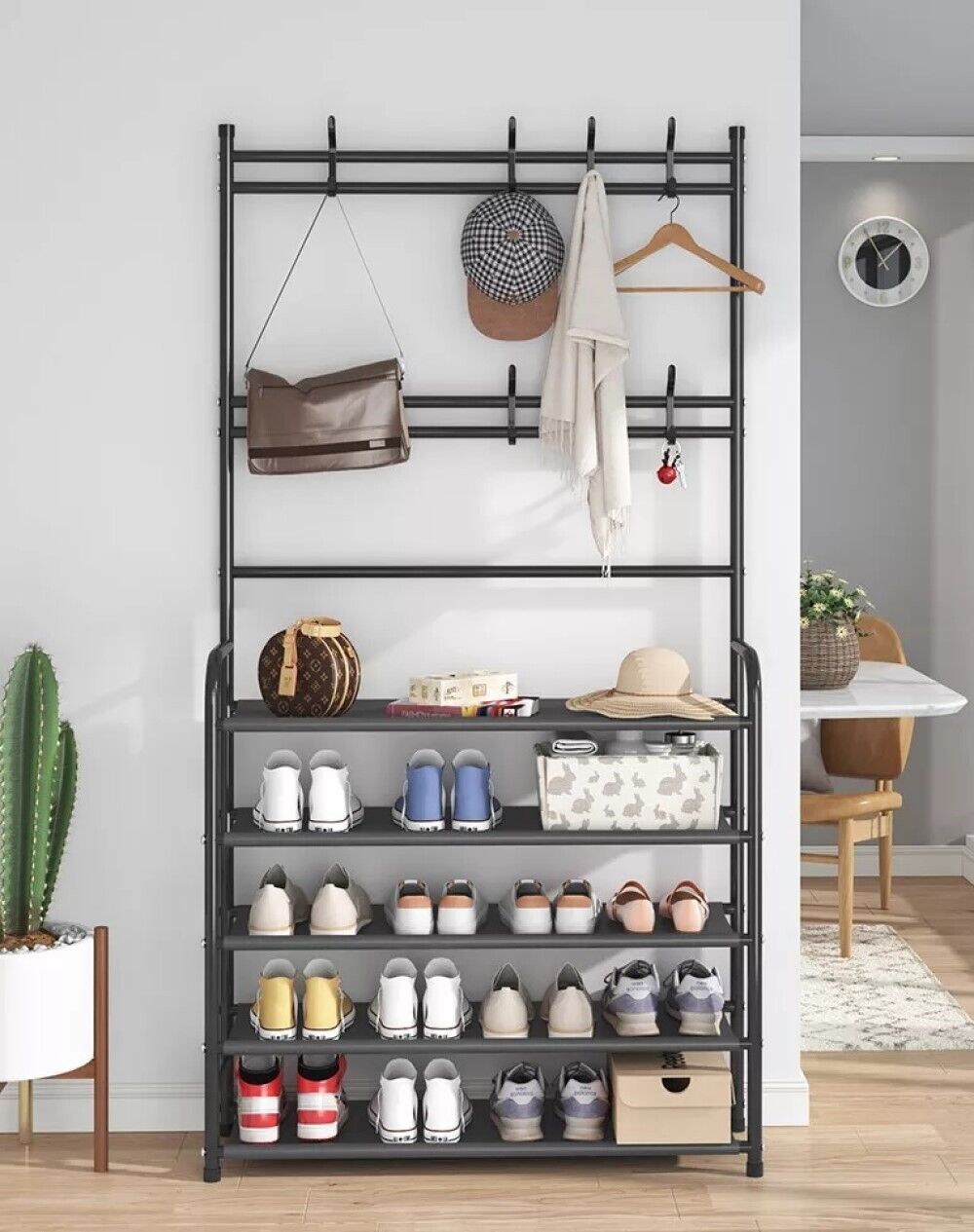 Attaccapanni Appendiabiti Scarpiera Da Ingresso stand da terra 5 ripiani  - 5X80