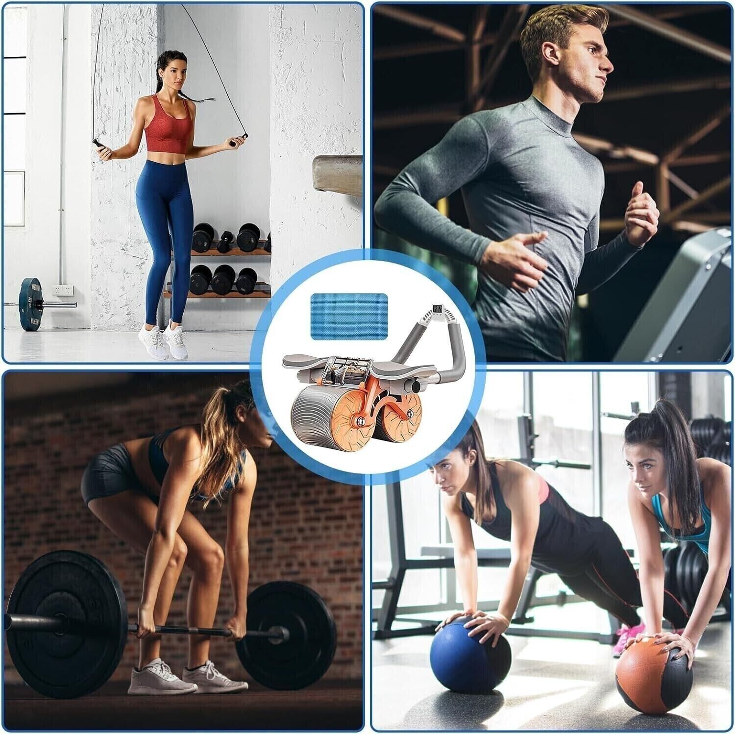 Attrezzo Ruota addominale muscoli Supporto Gomito Rimbalzo Automatico Fitness