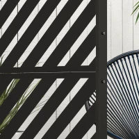 Divisore da Giardino, Design con Forme Geometriche, Metallo, 122 x 45 x 198 cm, Nero