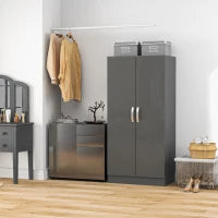 Credenza Moderna con 2 Armadietti e 2 Cassetti con Apertura a Pressione, 79x36x74cm, Nero Lucido