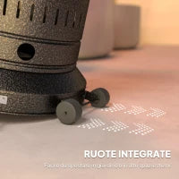 Riscaldatore da Esterno con Spegnimento Automatico e Rotelle, 82x82x223 cm, Marrone Scuro