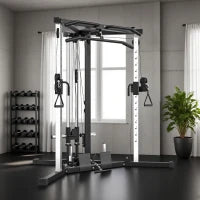 Stazione Fitness per Allenamento Totale con Sbarra per Trazioni e Bilanciere, in Acciaio, 170x139x200 cm, Nero