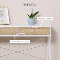 Consolle Moderna per Ingresso e Soggiorno con 2 Cassetti in Metallo 100x30x75cm - Bianco