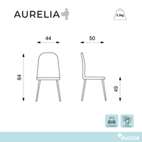 Aurelia, Set di 4 sedie in similpelle Grigio (44cm X 50cm H. 84cm) | Duzzle