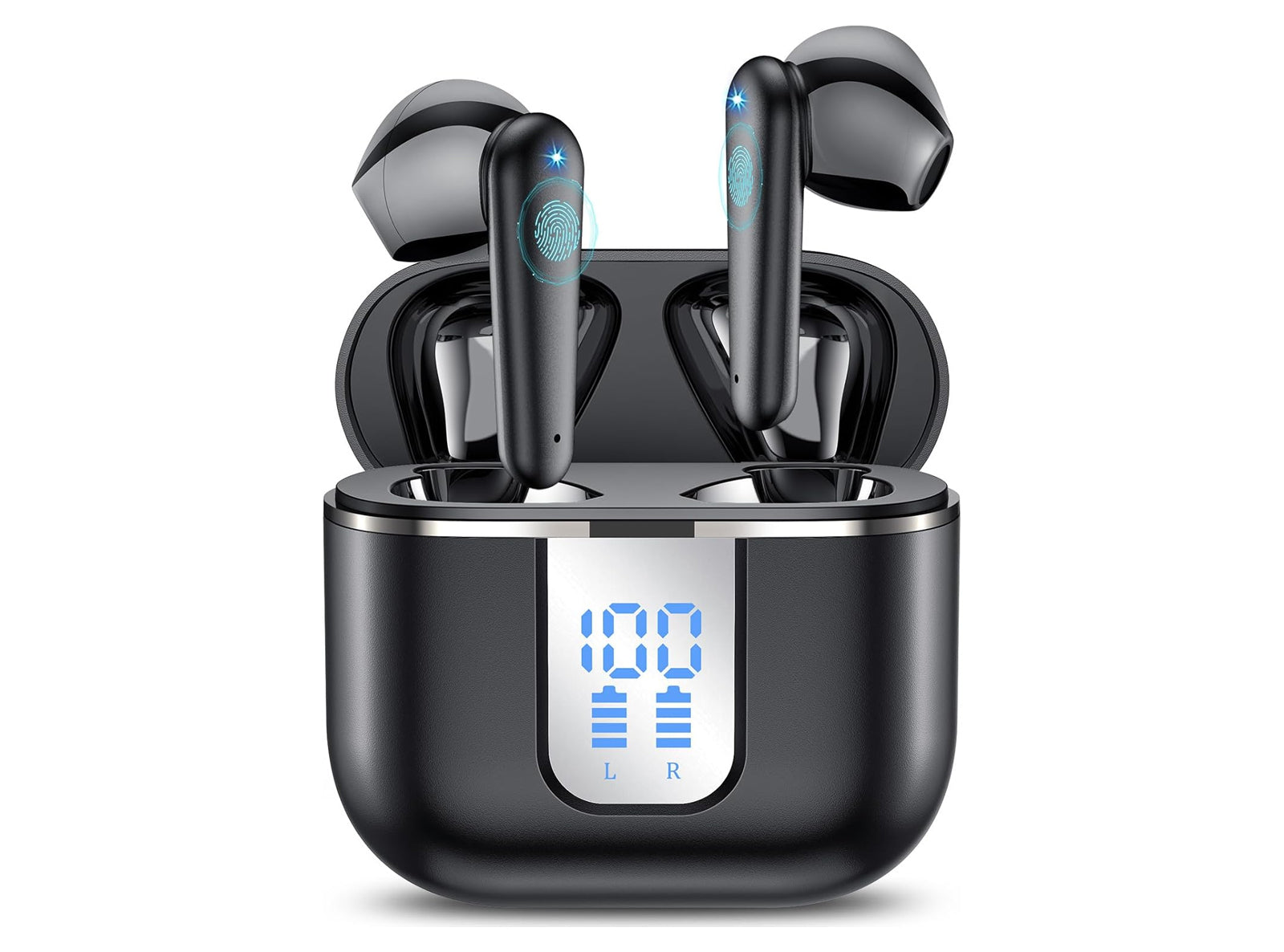 Auricolari Senza Fili con HD Microfono HiFi Stereo Display LED con Riduzione del Rumore Cuffie Bluetooth 5.3  Ricarica Rapida USB-C Impermeabile IP7 Adatto Android iOS