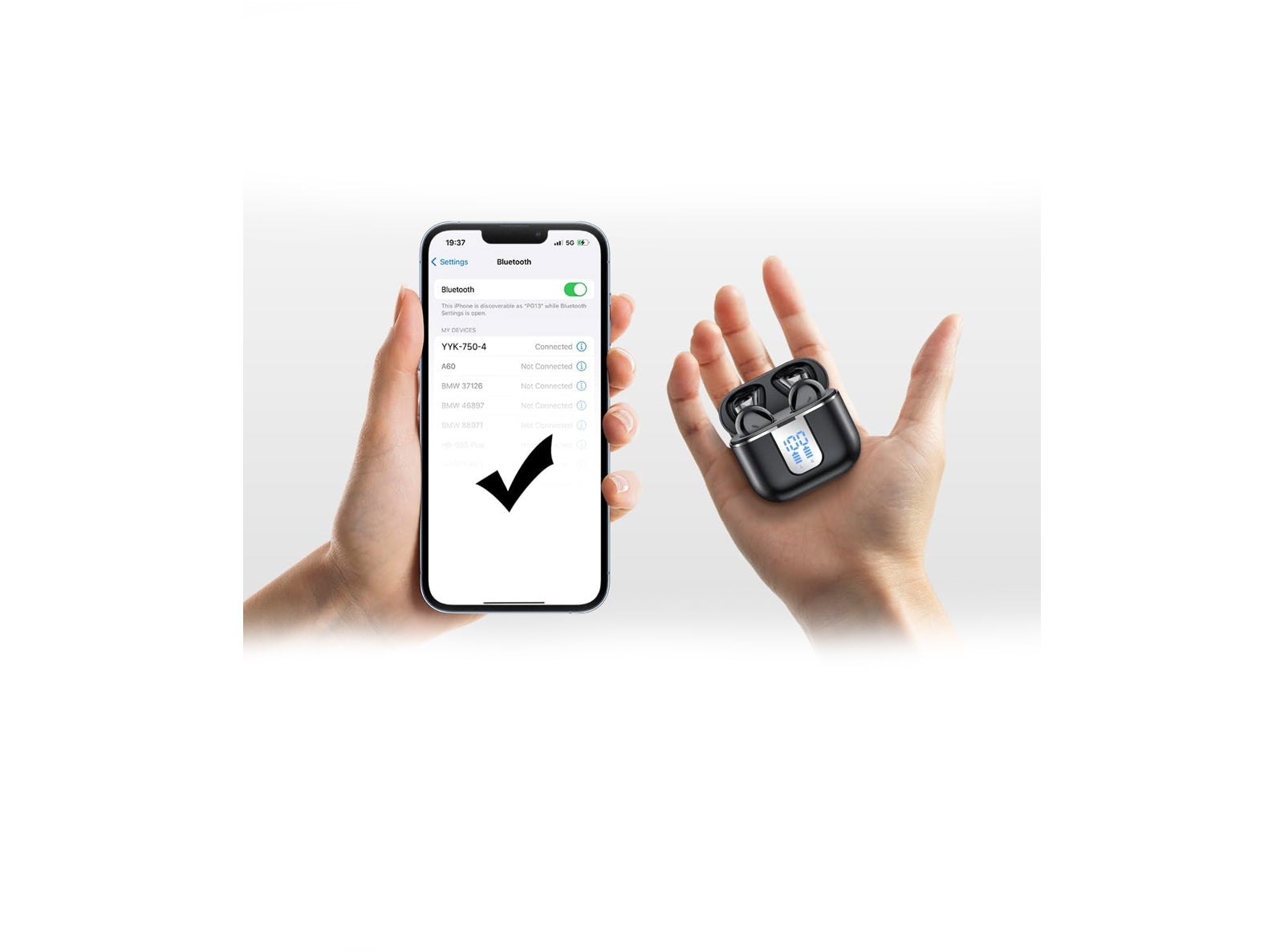 Auricolari Senza Fili con HD Microfono HiFi Stereo Display LED con Riduzione del Rumore Cuffie Bluetooth 5.3  Ricarica Rapida USB-C Impermeabile IP7 Adatto Android iOS