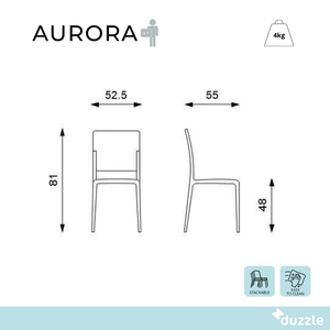Aurora, Set di 4 sedie in polipropilene Visone (52.5cm X 55cm H. 81cm)| Duzzle