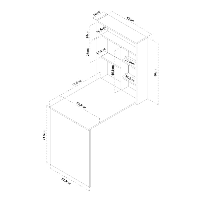Scrivania Ribaltabile a Parete Greve Tavolo a Scomparsa - Bianco / Effetto Legno [en.casa]