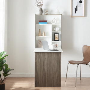 Scrivania Ribaltabile a Parete Greve Tavolo a Scomparsa - Bianco / Effetto Legno [en.casa]