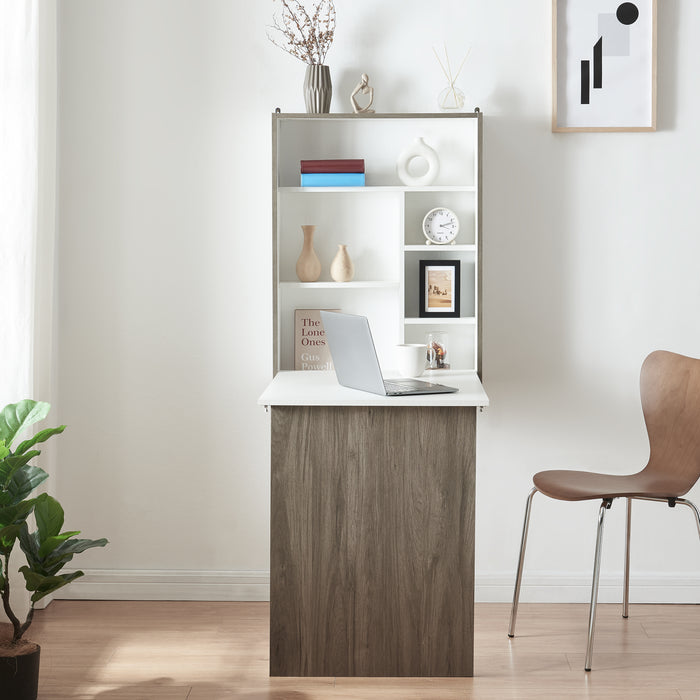 Scrivania Ribaltabile a Parete Greve Tavolo a Scomparsa - Bianco / Effetto Legno [en.casa]