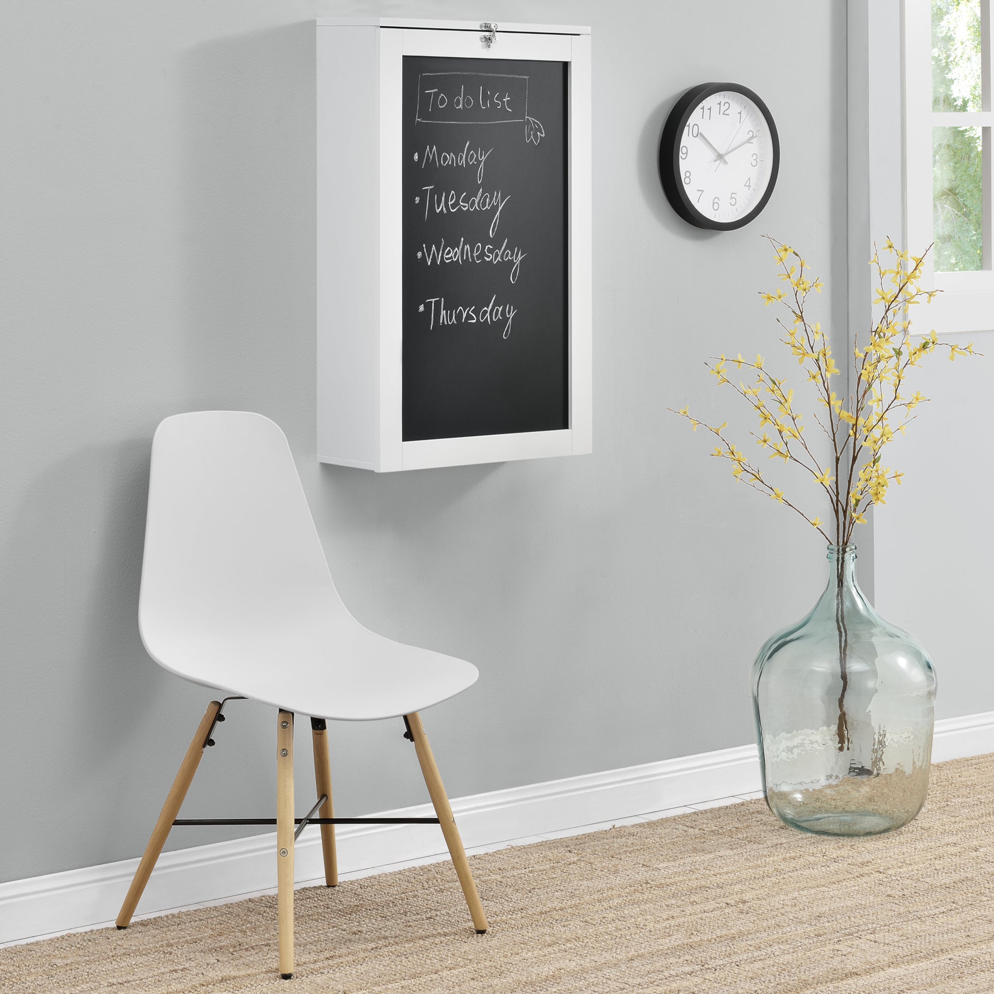 Scrivania Ribaltabile a Parete Kläppen Tavolo a Scomparsa con Lavagna - Bianco [en.casa]