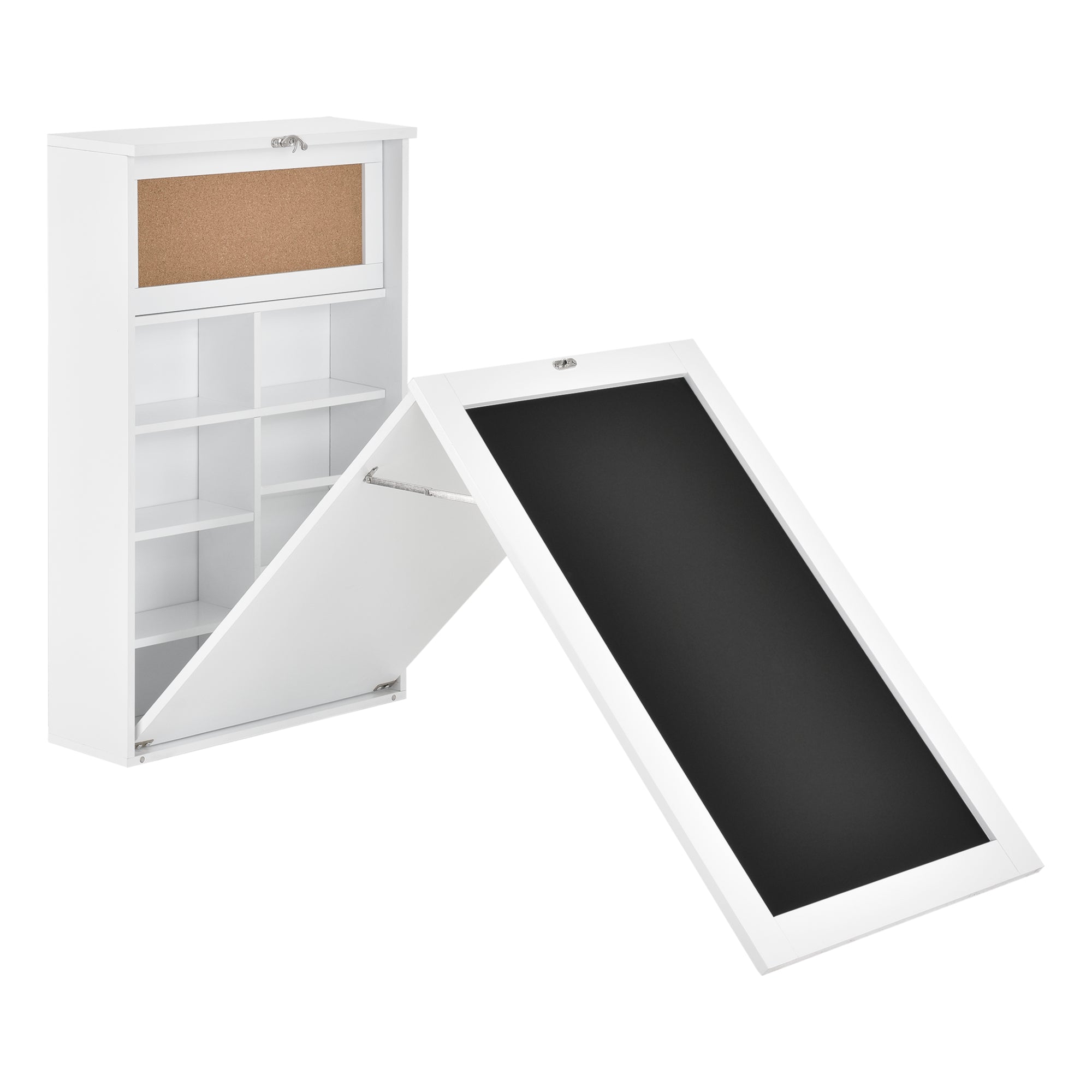 Scrivania Ribaltabile a Parete Kläppen Tavolo a Scomparsa con Lavagna - Bianco [en.casa]