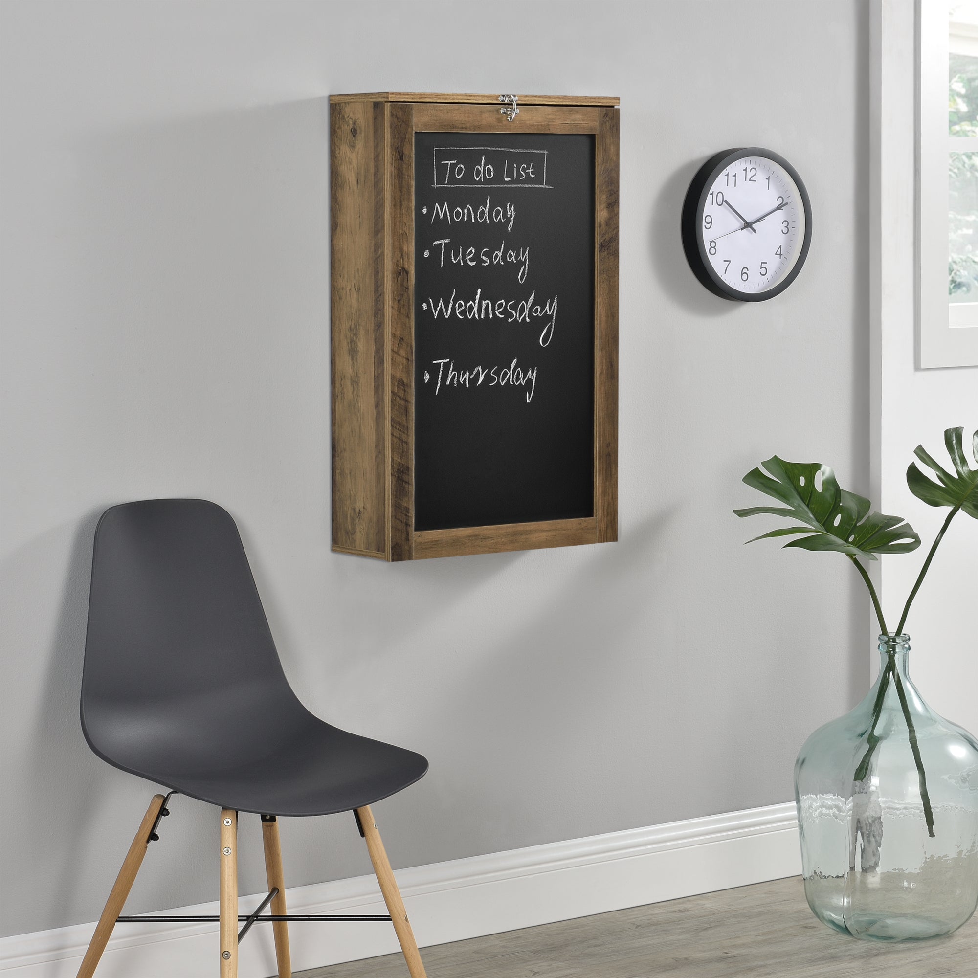 Scrivania Ribaltabile a Parete Kläppen Tavolo a Scomparsa con Lavagna - Color Legno [en.casa]