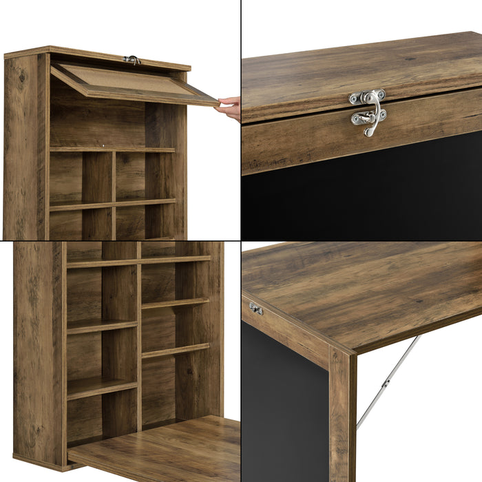 Scrivania Ribaltabile a Parete Kläppen Tavolo a Scomparsa con Lavagna - Color Legno [en.casa]