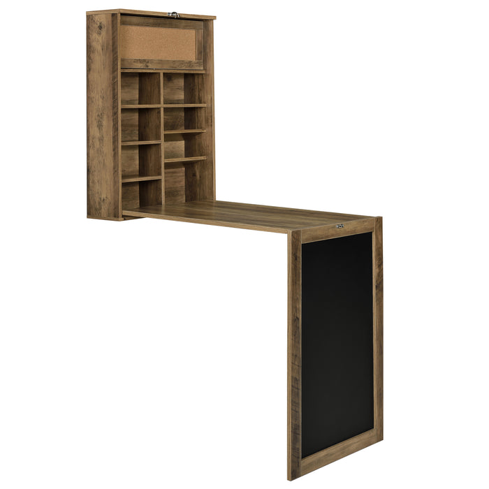 Scrivania Ribaltabile a Parete Kläppen Tavolo a Scomparsa con Lavagna - Color Legno [en.casa]