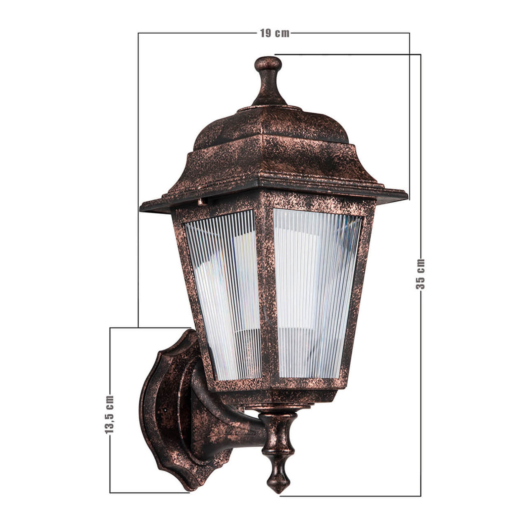 Lampada Esterna da Parete 'Huddersfield' Lanterna con Protezione IP44 - Rame Smerigliato [lux.pro]