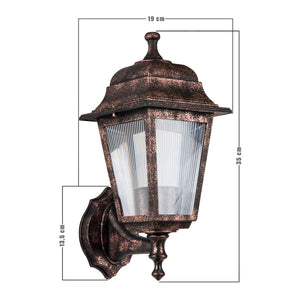 Lampada Esterna da Parete 'Huddersfield' Lanterna con Protezione IP44 - Rame Smerigliato [lux.pro]