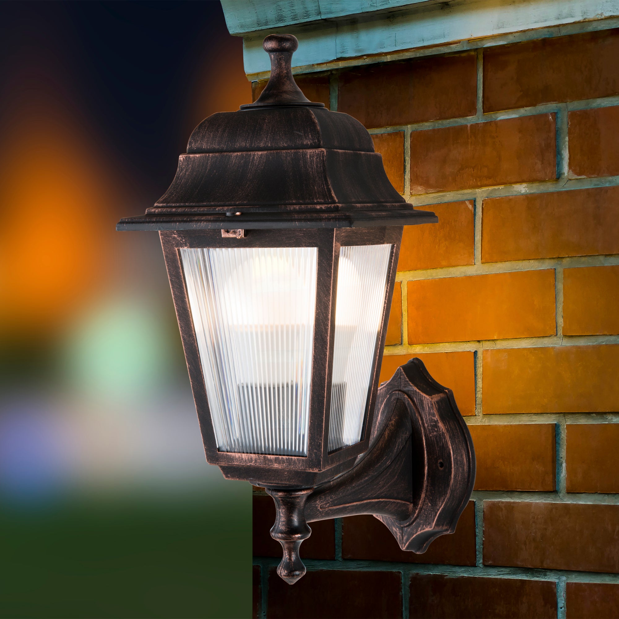 Lampada Esterna da Parete 'Huddersfield' Lanterna con Protezione IP44 - Rame Smerigliato [lux.pro]