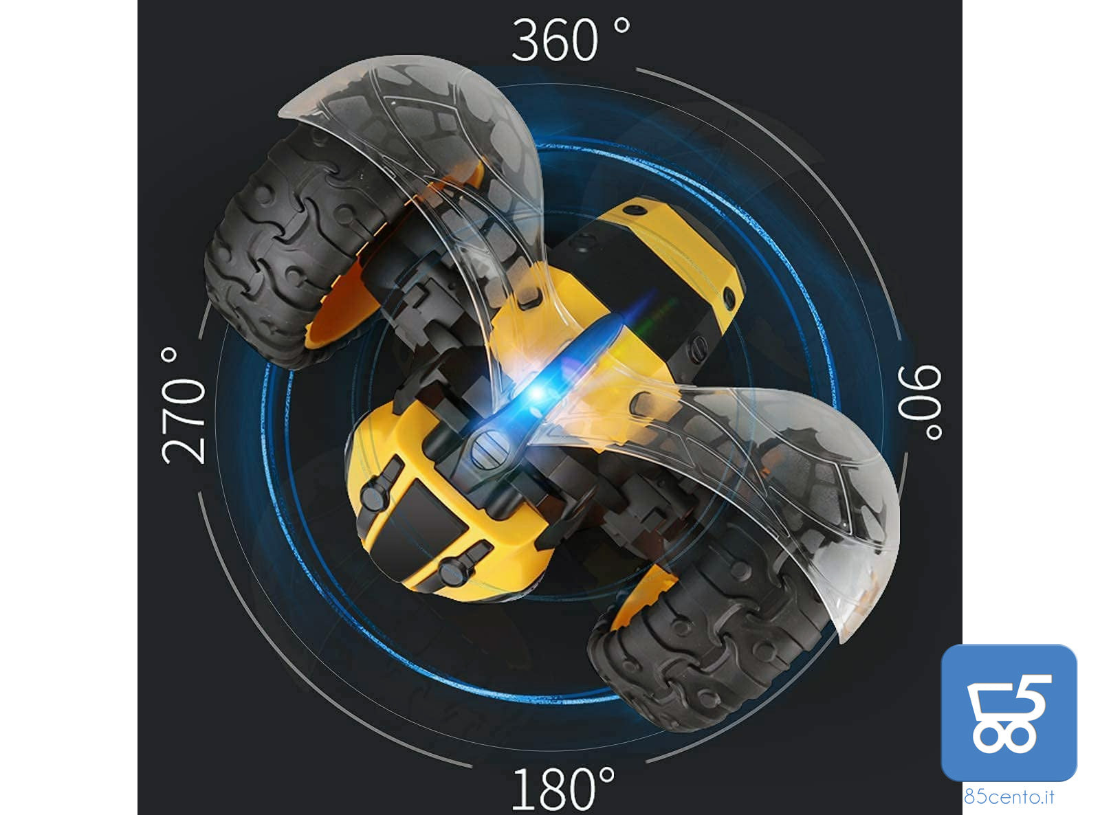 Auto Radiocomandata Mostop RC Stunt Car Remote Control Car per Bambini, 1/14 2.4 Ghz Ricaricabile Off Road Bumble Tumble Bee Truck Rock Crawler Veicolo Giocattolo con Musica e Luce - Vespa