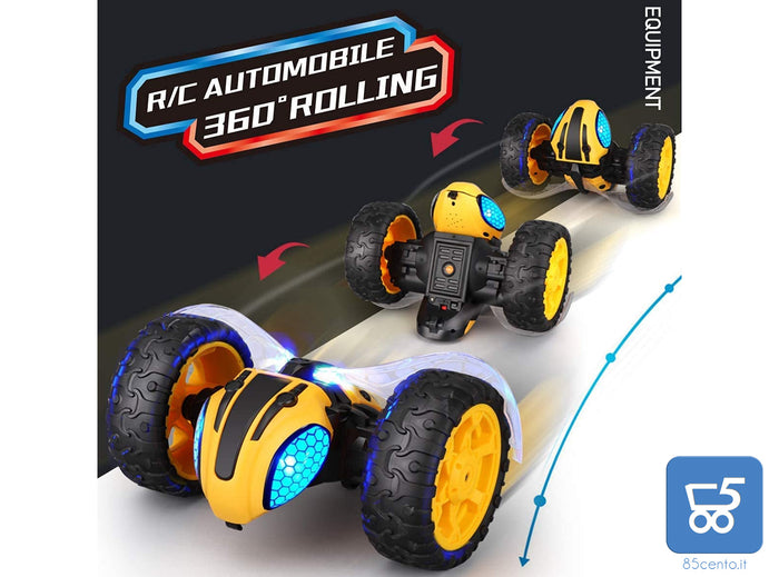 Auto Radiocomandata Mostop RC Stunt Car Remote Control Car per Bambini, 1/14 2.4 Ghz Ricaricabile Off Road Bumble Tumble Bee Truck Rock Crawler Veicolo Giocattolo con Musica e Luce - Vespa