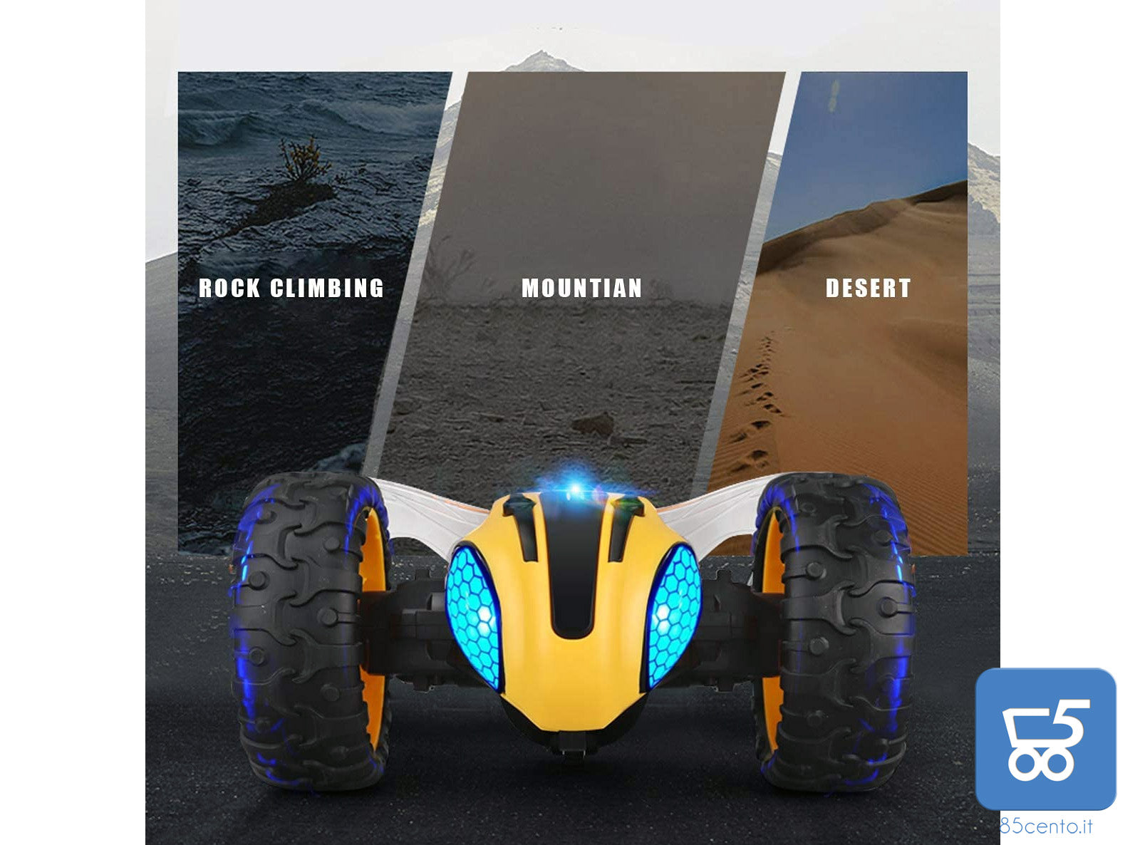 Auto Radiocomandata Mostop RC Stunt Car Remote Control Car per Bambini, 1/14 2.4 Ghz Ricaricabile Off Road Bumble Tumble Bee Truck Rock Crawler Veicolo Giocattolo con Musica e Luce - Vespa