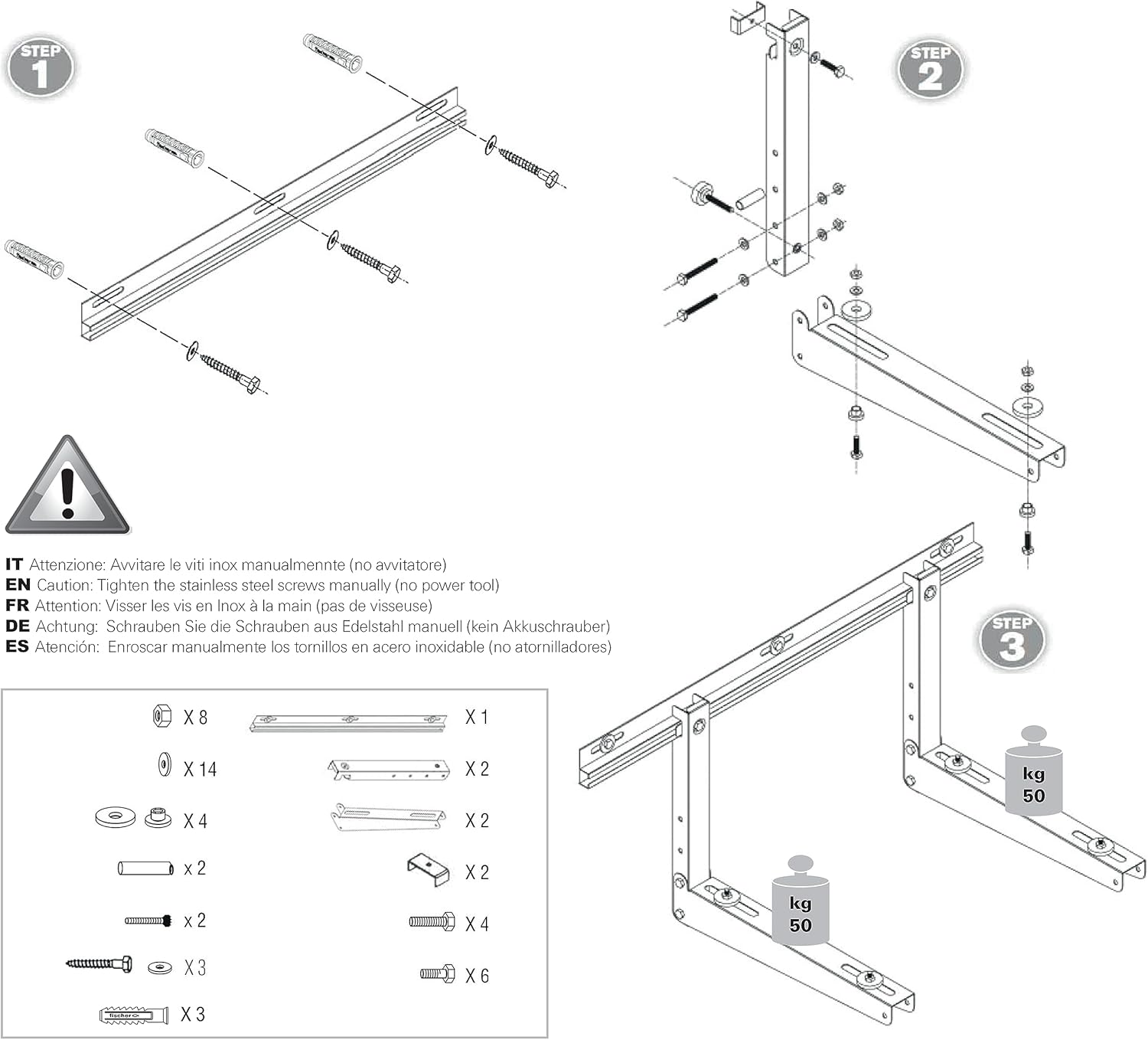 Staffe acciaio zincato climatizzatore unità  esterna klima top 40x48x85 fischer